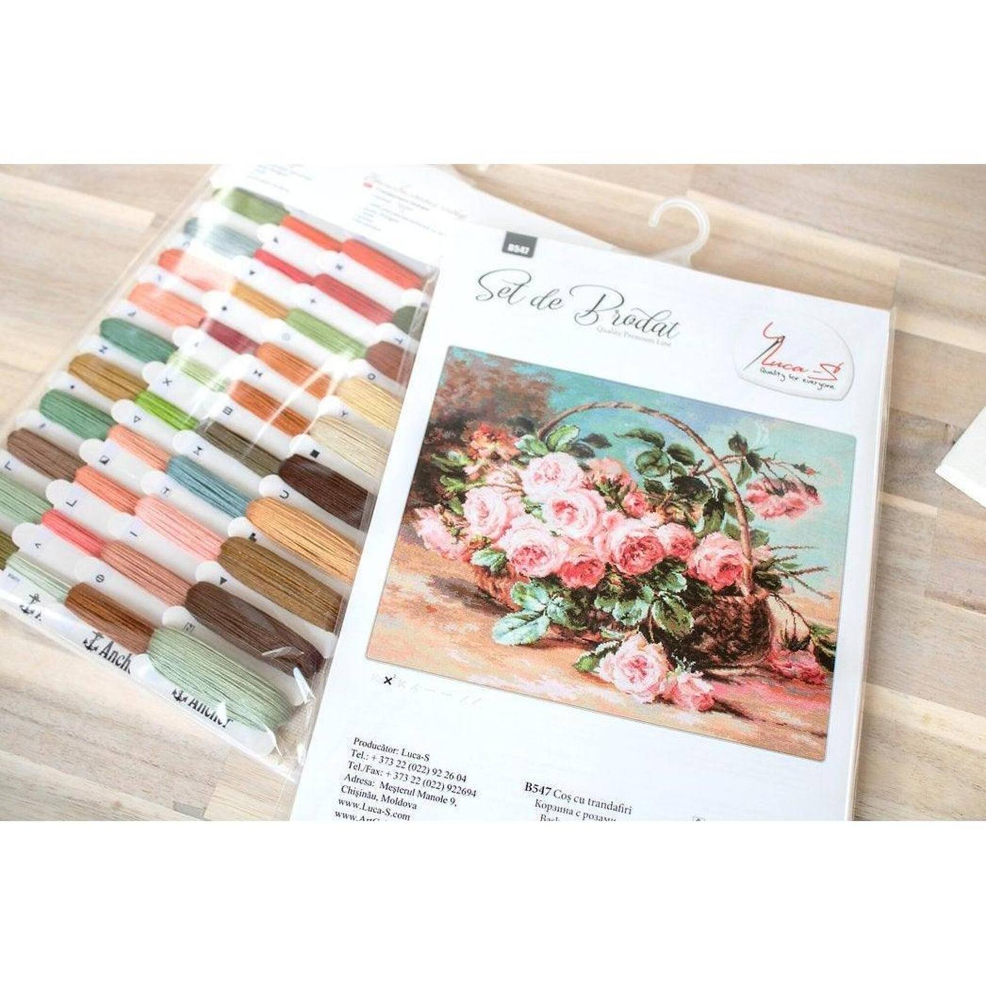 Luca-S Basket of Roses Counted Cross Stitch Kit